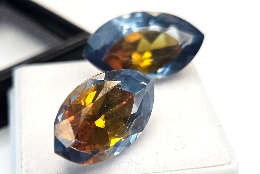 Pitambari Sapphire Natural Marquise Cut 18-19 Ct Certified Pair Gemstone FR-019