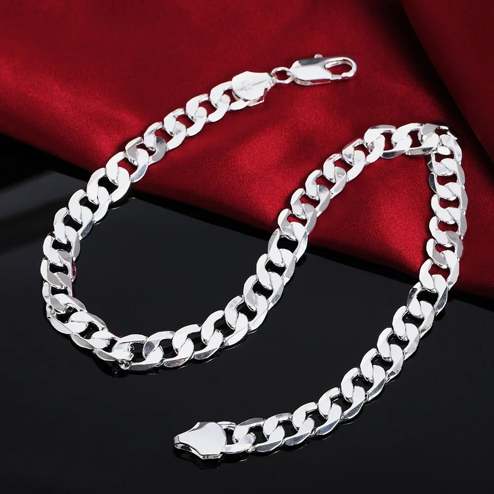 925 sterling Silver necklace for men classic 12MM chain 18-30 inch fine Fashion