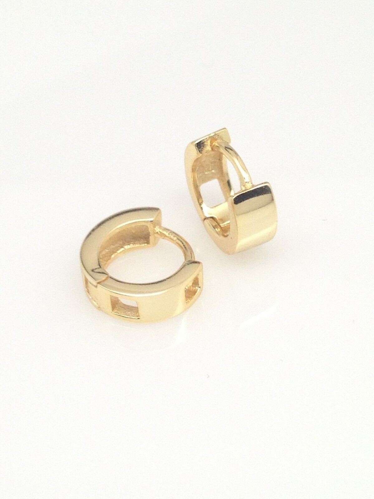 TINY Gold Huggie Hoop Earrings 925 Sterling Silver Mens Womens 9mm x3mm