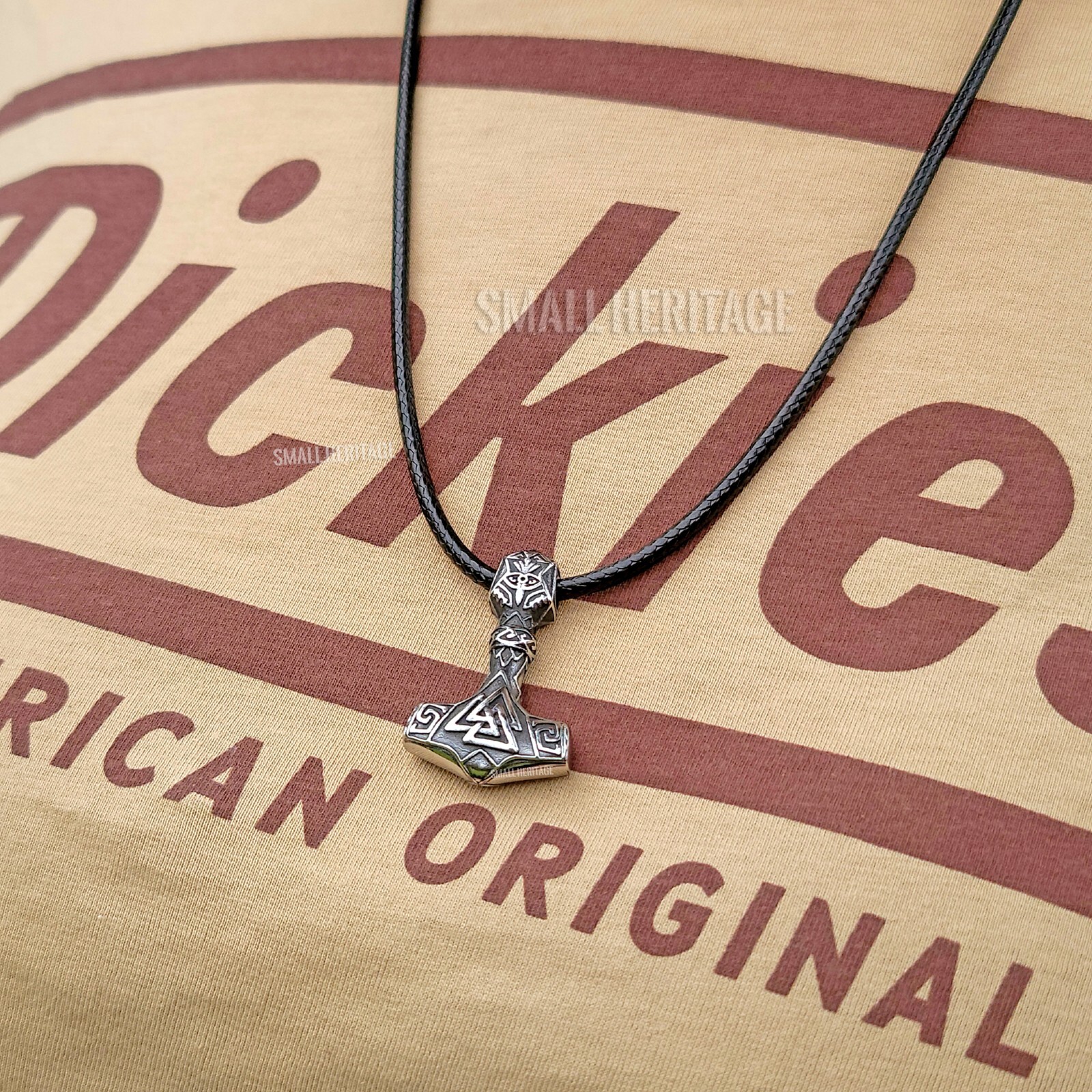 Viking Mjolnir Hammer Small Pendant Valknut Stainless Steel Necklace Silver Gold