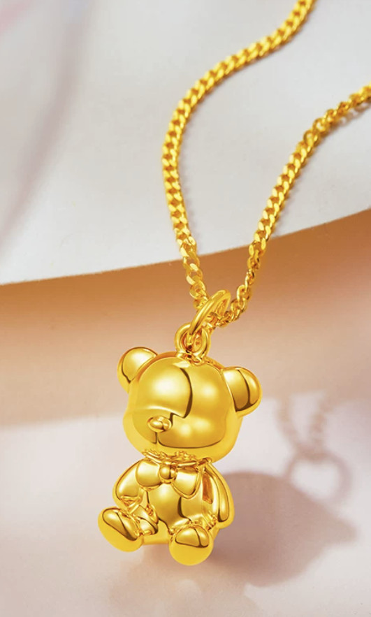 99% Pure Gold Cute Little Bear Necklace 1.69 grams