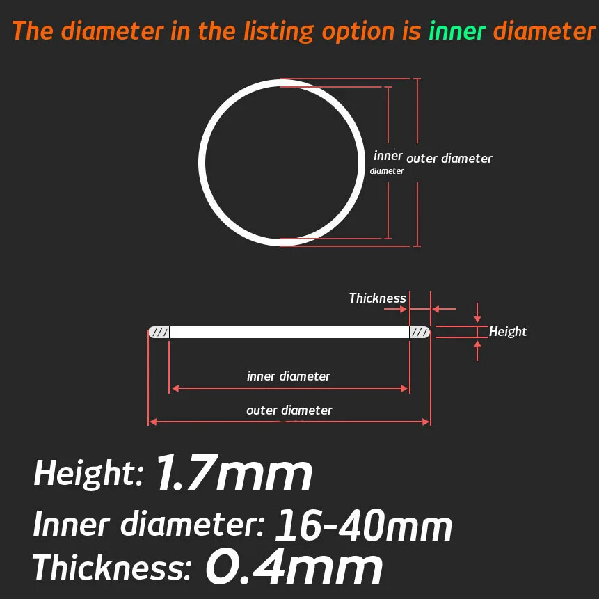 16 to 40mm White Gasket Watch Crystal Sealing O-Ring Front Watch Case Glass Ring