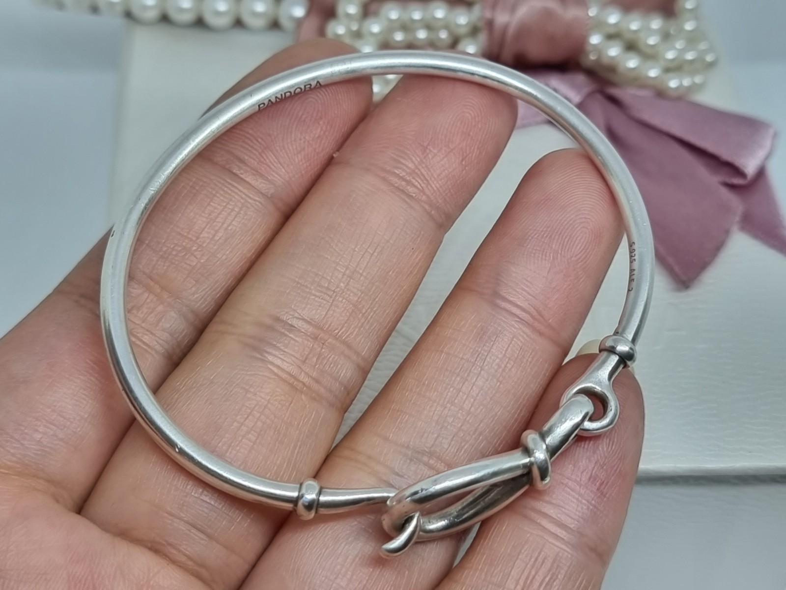 Genuine Pandora Silver Infinity Knot Bangle Size 2 💕 17.5cm