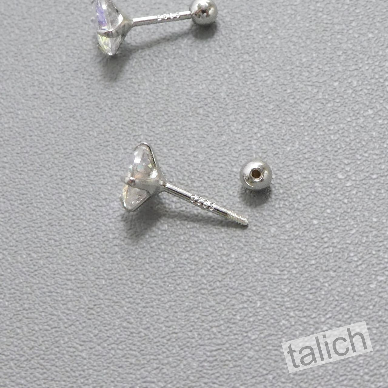 Set of 4 Sterling Silver AB Clear CZ Screw Back Ball Stud Earrings Minimal Chic