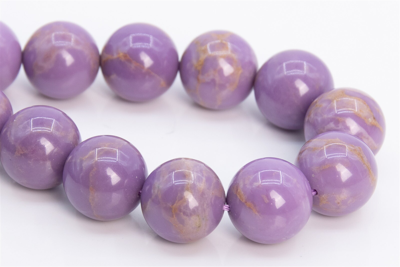 13-14MM Genuine Natural Lavender Purple Phosphosiderite Beads AA Round Bead 7.5″