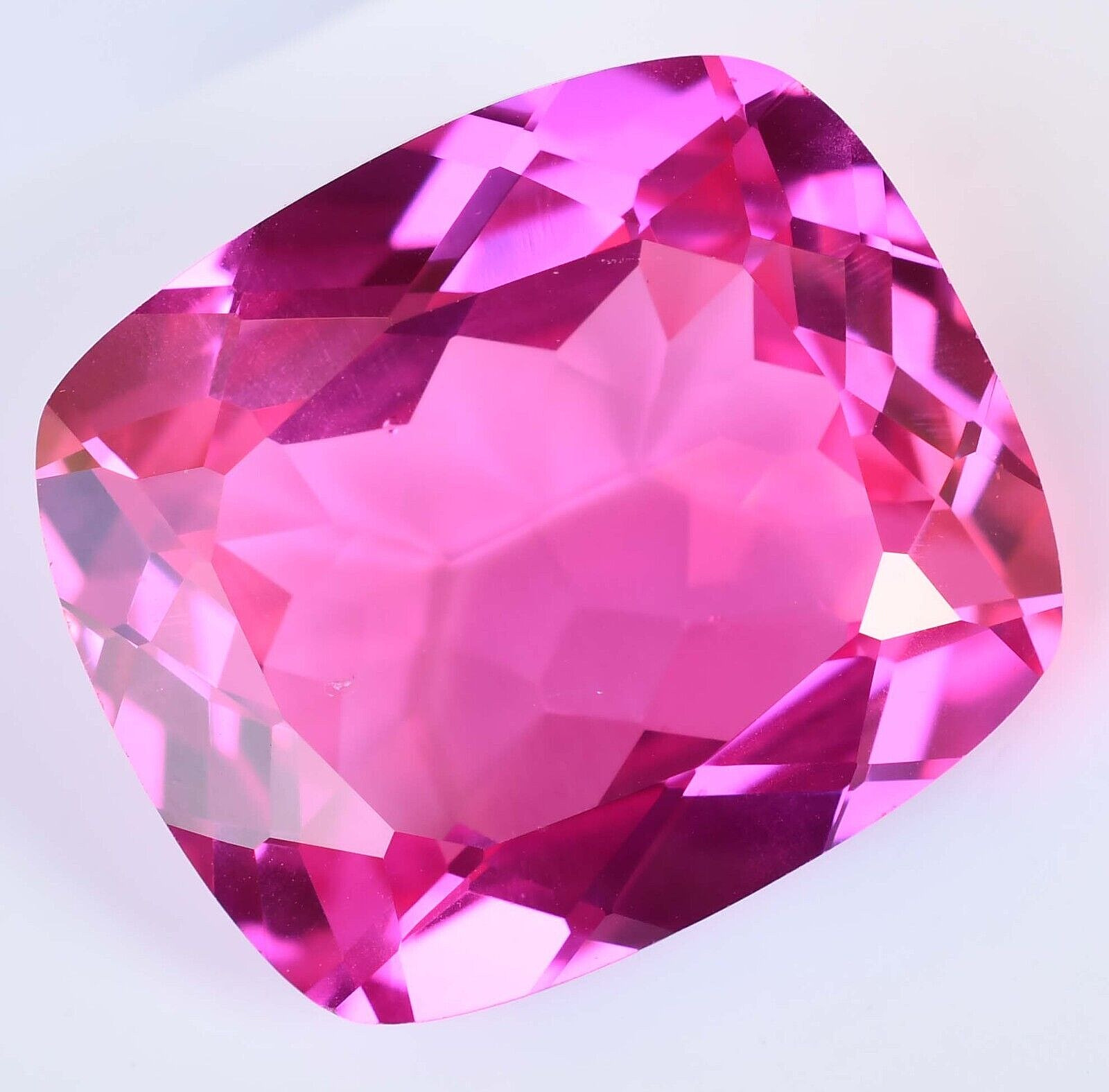 HUGE 89.95Ct Natural Mogok Pink Ruby Flawless Cushion Certified Treated Gemstone