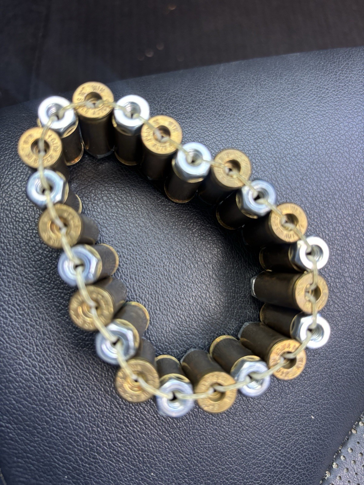 Bullet Theme Brass Cable Chain Bracelet, Stretch Slip-On, Gold/Silver/Black