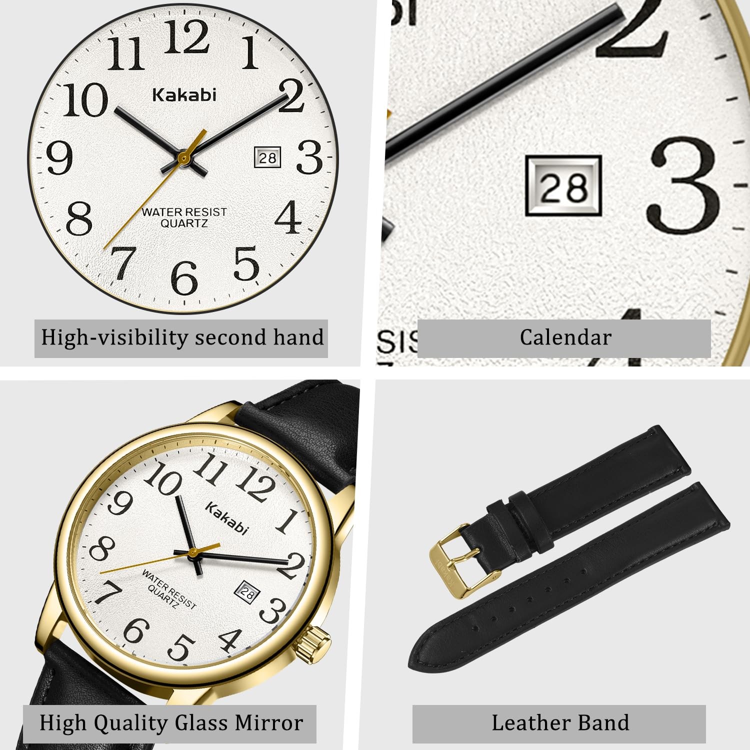 Watch for Men, Easy Reader Unisex Analog Quartz Waterproof Wristwatch with Date