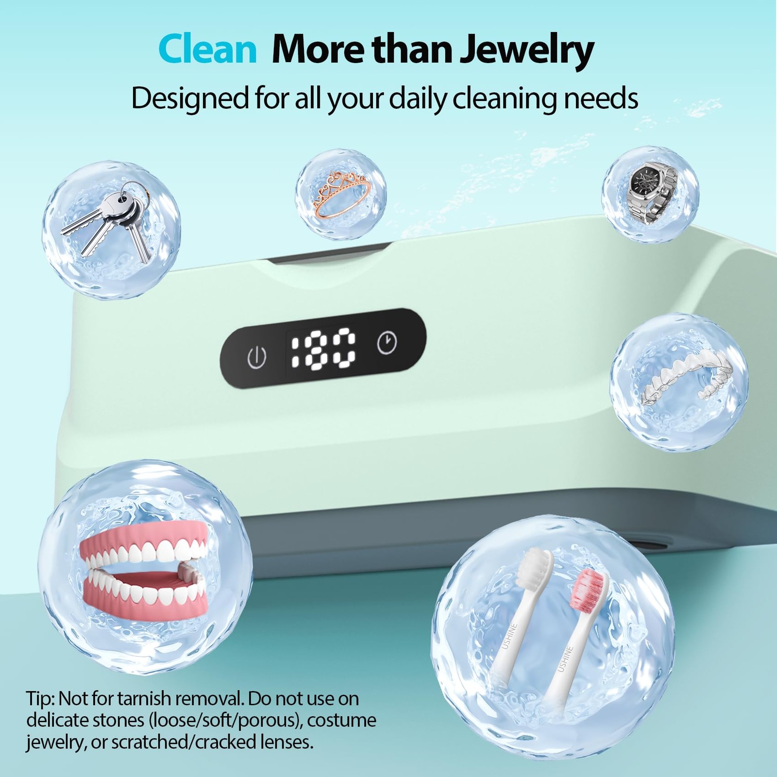 Ultrasonic Jewelry Cleaner, 48Khz Sonic Cleaner for Home Travel
