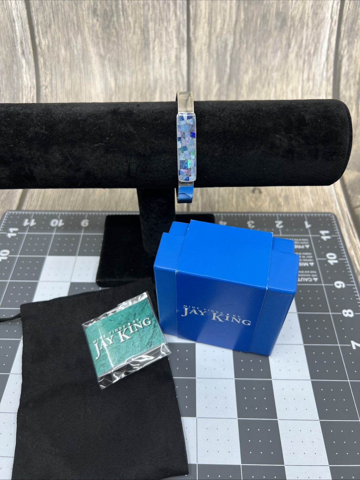 .925 Mosaic Fire Opal Cuff Bracelet NIB Mine Finds by Jay King 7″