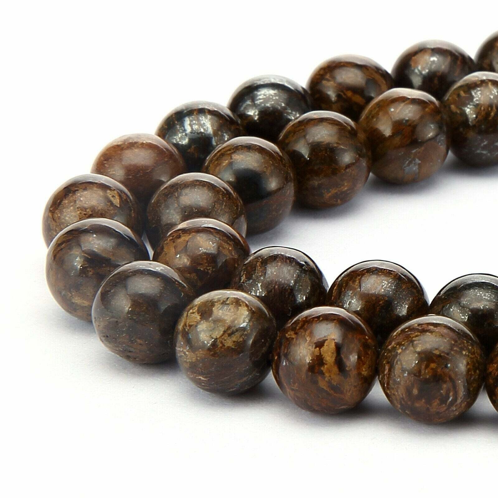Natural Bronzite Smooth Round Beads 8mm 15.5″ Strand