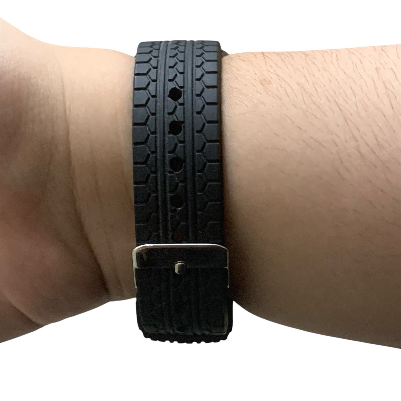 Avon Men’s Watch, blue face, a silver-toned bezel, and a black rubber strap