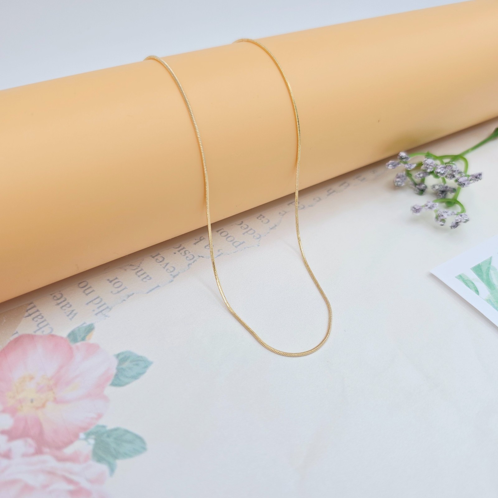 Flat Snake Chain Necklace for Women – 45cm , XPNL0047 Minimalist Rose Gold