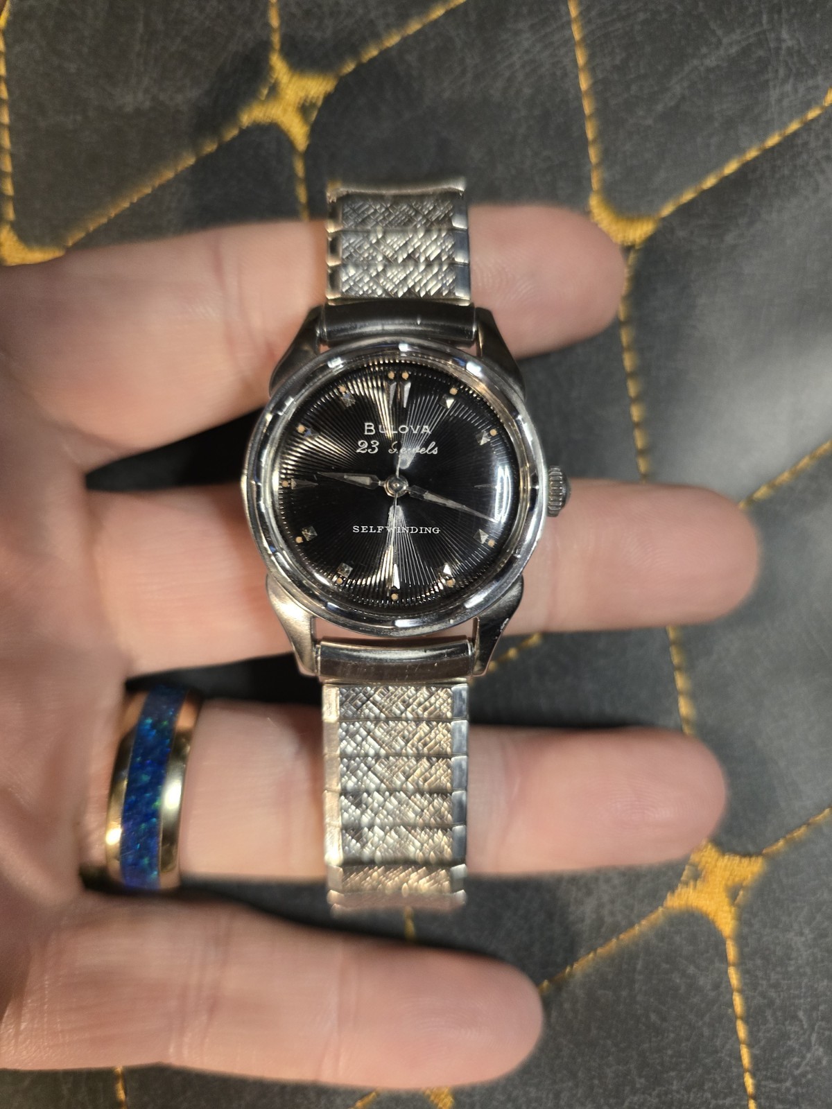 1959 Vintage Bulova 23 Jewel Automatic Black Sunburst Dial! Fully Serviced.