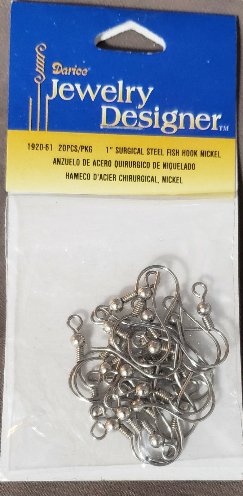 Darice Jewelry Designer–1″ Surgical Steel Fish Hook Earrings-Nickel-20 Pieces
