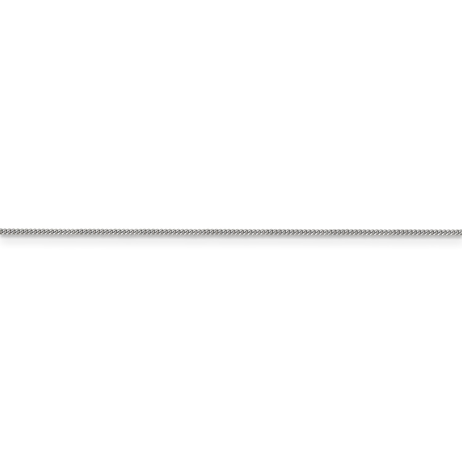 14k White Gold 0.90mm Solid Curb Link Pendant Chain w/ Spring Ring 16″ – 24″