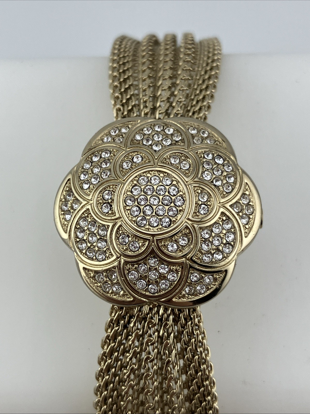 Anne klein Ladies 23mm Watch Hidden Dial Gold Tone Rope Band 6.25″ Ak1046 -RUNS