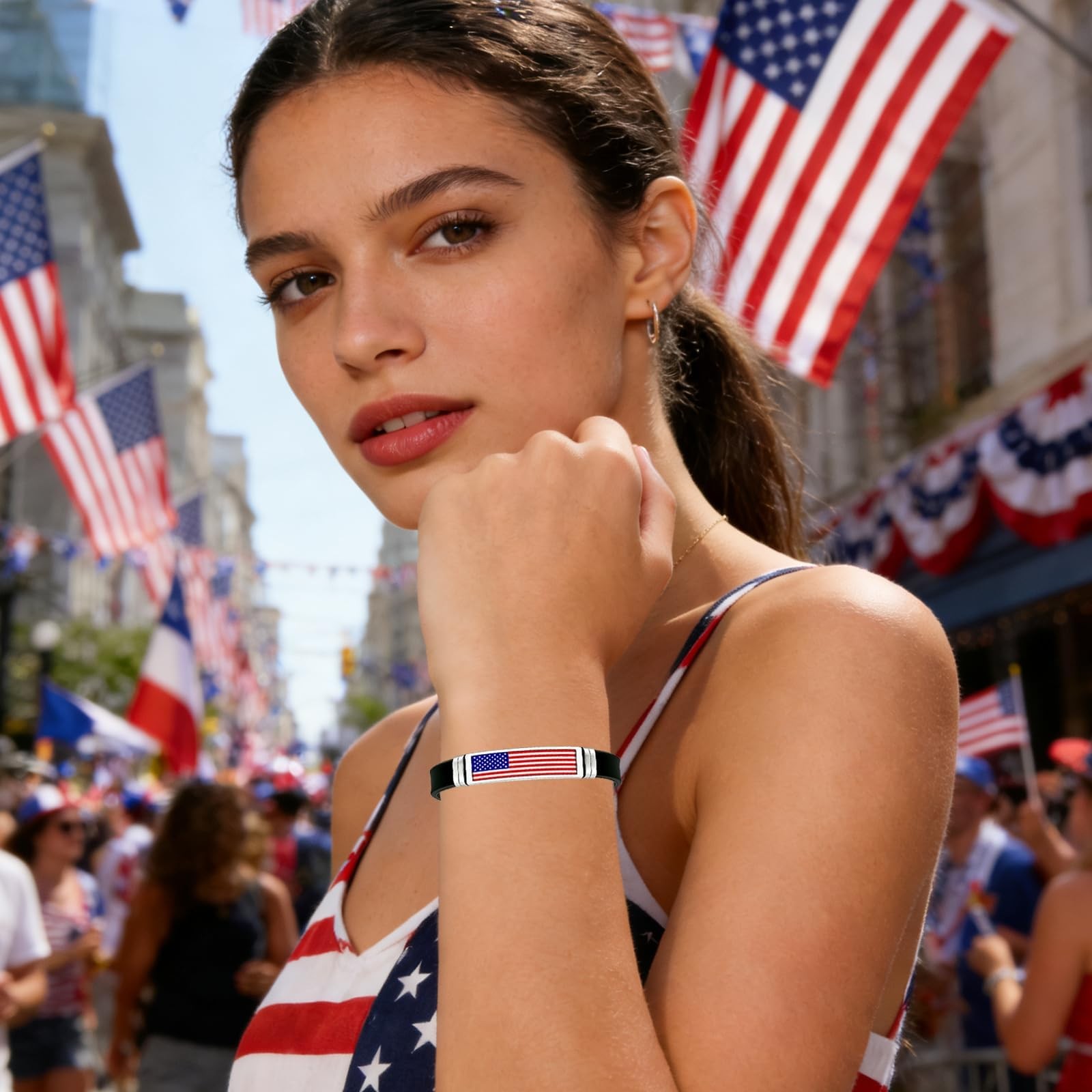 Nanafast American Flag Bracelet Patriotic Jewelry for Women & Men, Red White …