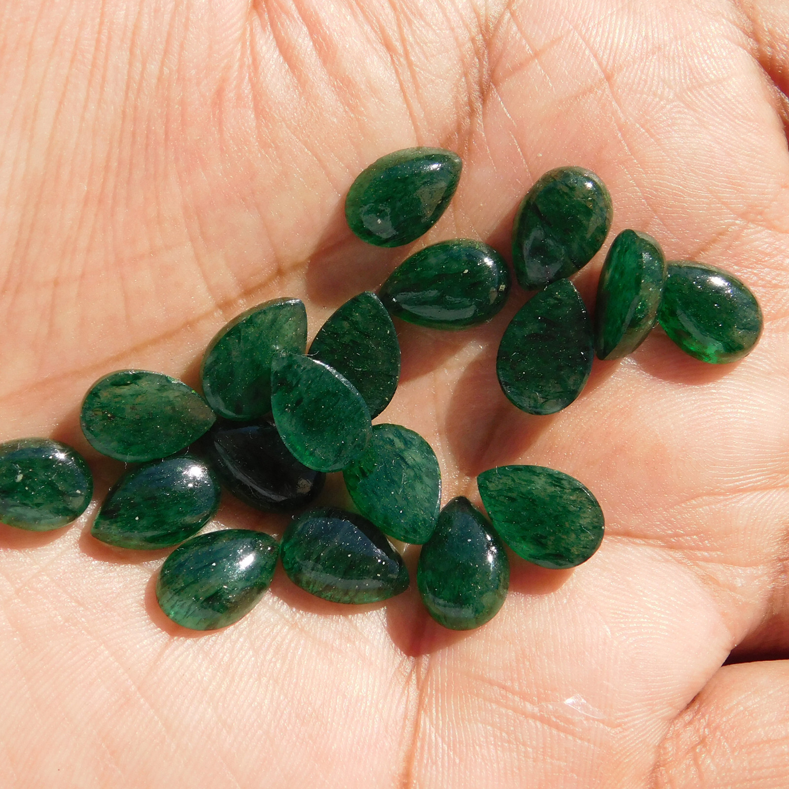 Natural Green Aventurine Pear 3×5 mm to 15×20 mm Cabochon Loose Gemstone Lot