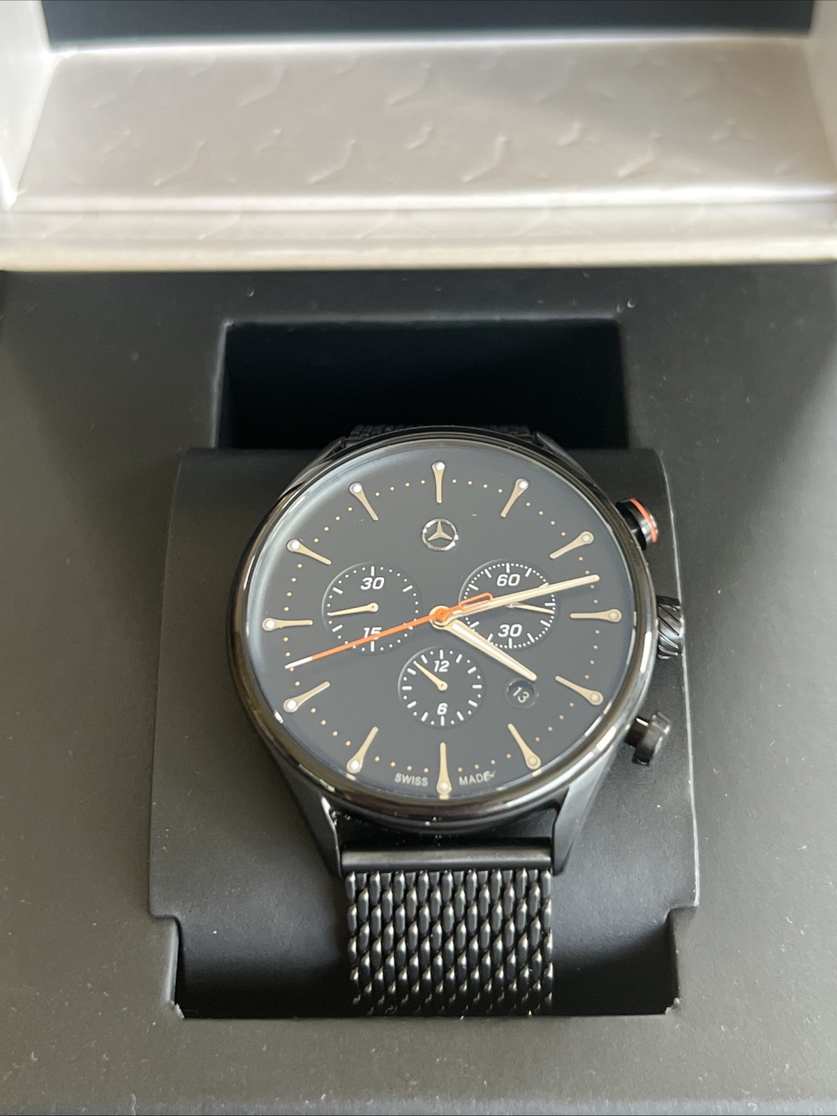 Genuine Mercedes Benz Merchandise Solar Powered Swiss Made Watch In Box New Gift