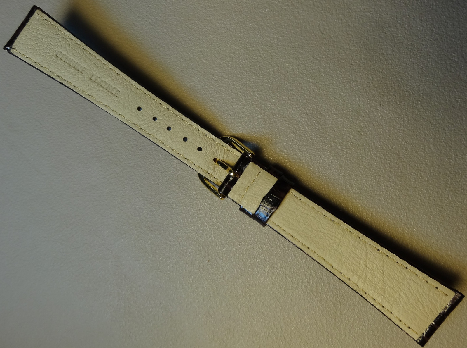 18mm Regular Padded Leather Dark Brown Simulated Crocodile Grain Watch Band