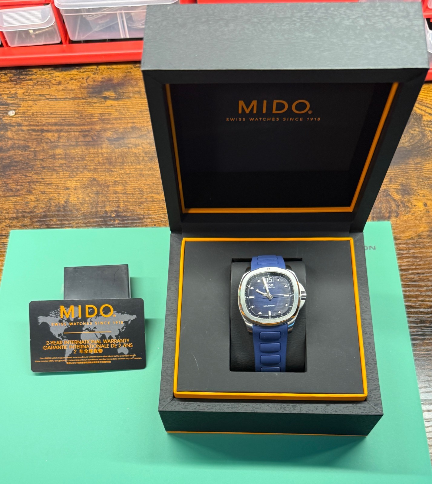 Mido Multifort TV Big Date M049.526.17.041.00 Blue Dial Auto Full Set Box Papers