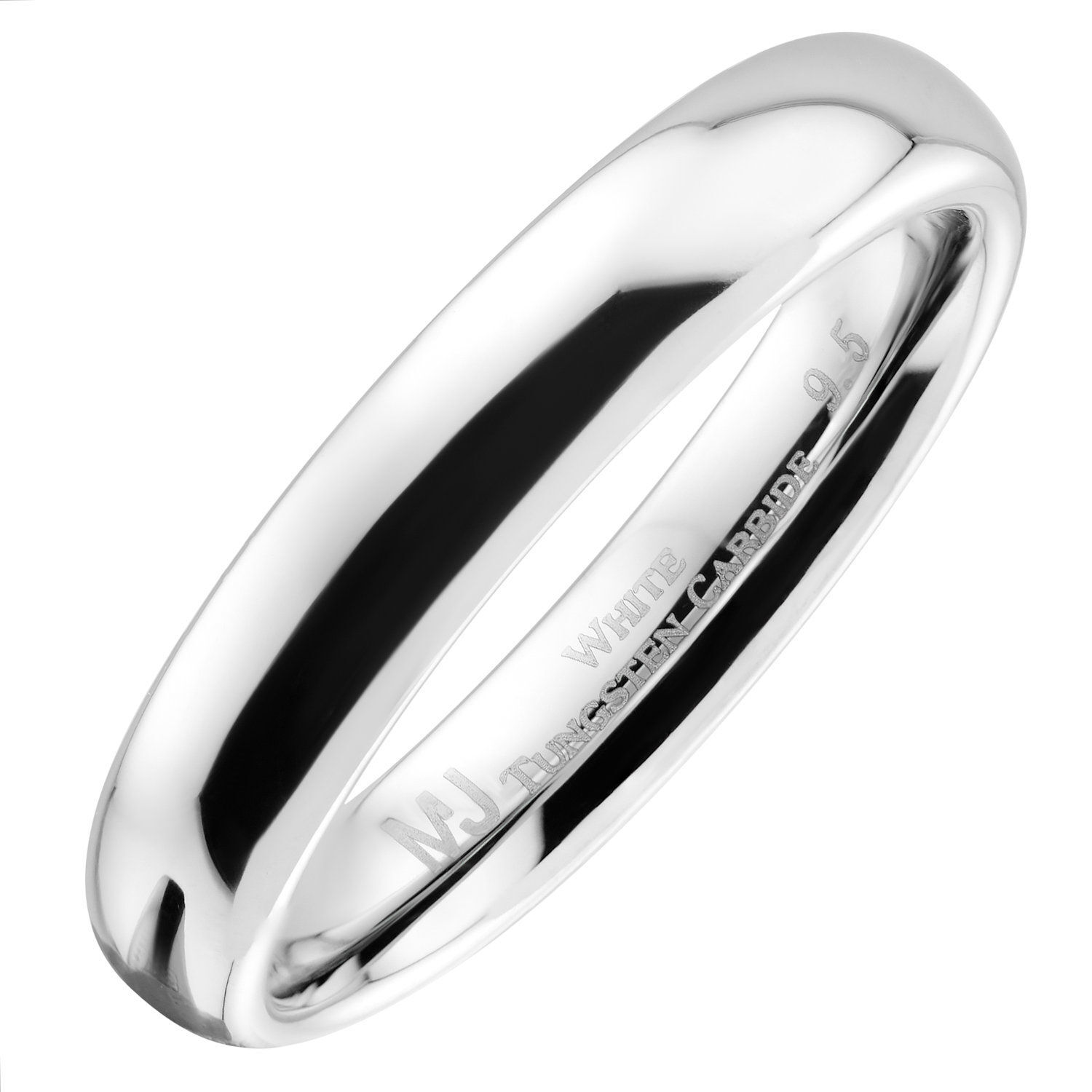 White Tungsten Carbide Wedding Ring Men’s Women’s 2, 3, 4, 5, 6, 7, 8, 10mm