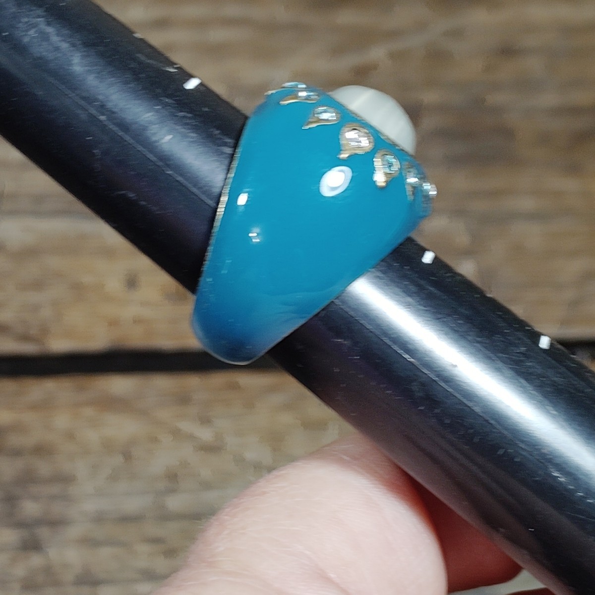 Lia Sophia Ring Taj Mahal Blue Cocktail Large Statement Sz 10 Jewelry Signed VTG