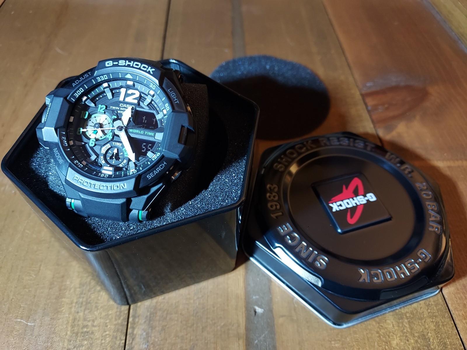 G-Shock GA-1100 Gravitymaster “Master of G” Men’s Watch, Black/Silver/Green- New