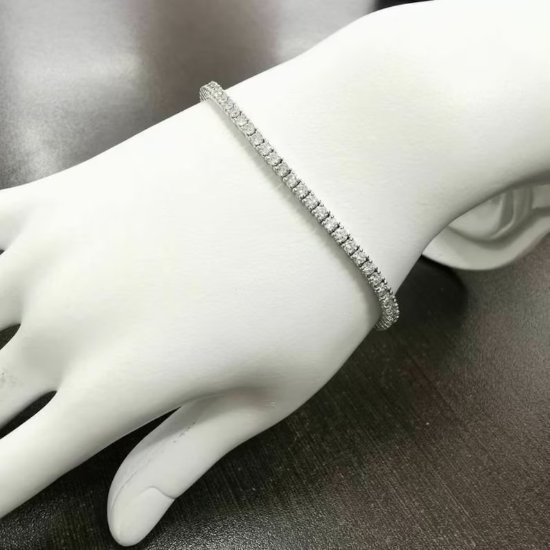 5.49Ct Round GDGL Natural Diamond Women’s Tennis Bracelet Real 14K White Gold