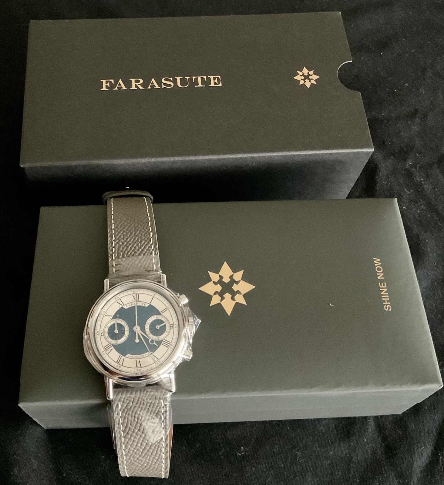 NIB Full Set Farasute Chronograph Two Tone Dial Breguet Hands