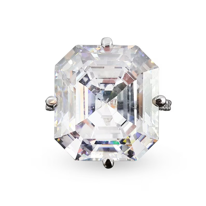 RARE 14.80 Ct Certified Treated White Diamond Solitaire Ring In 925 Silver