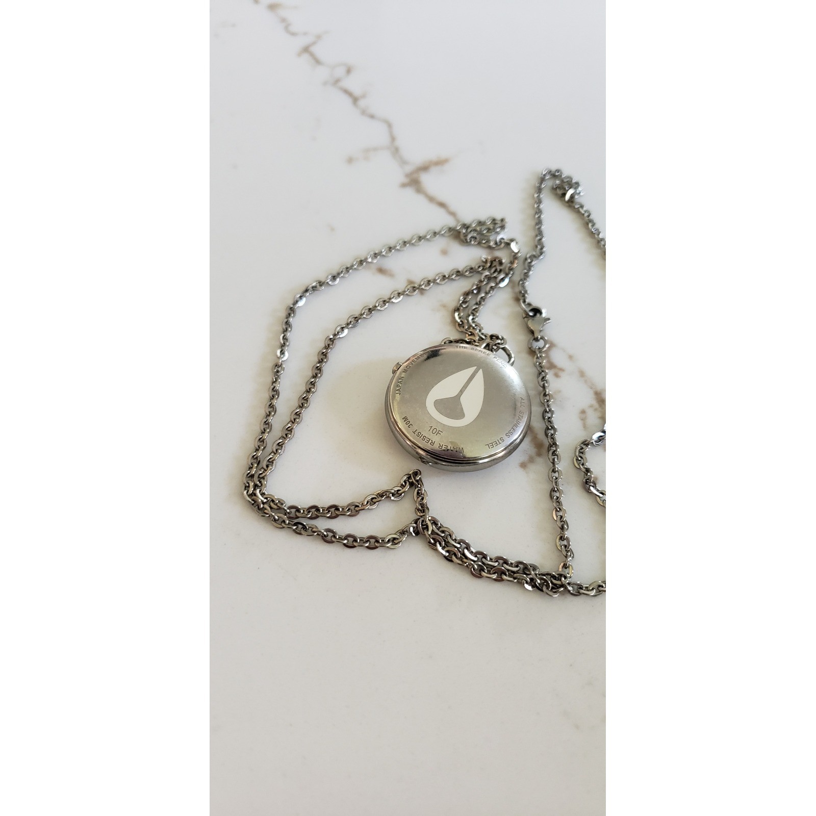 Nixon Spree Pendant Watch Womens all Stainless Steel Pure White Dial 27 in Chain
