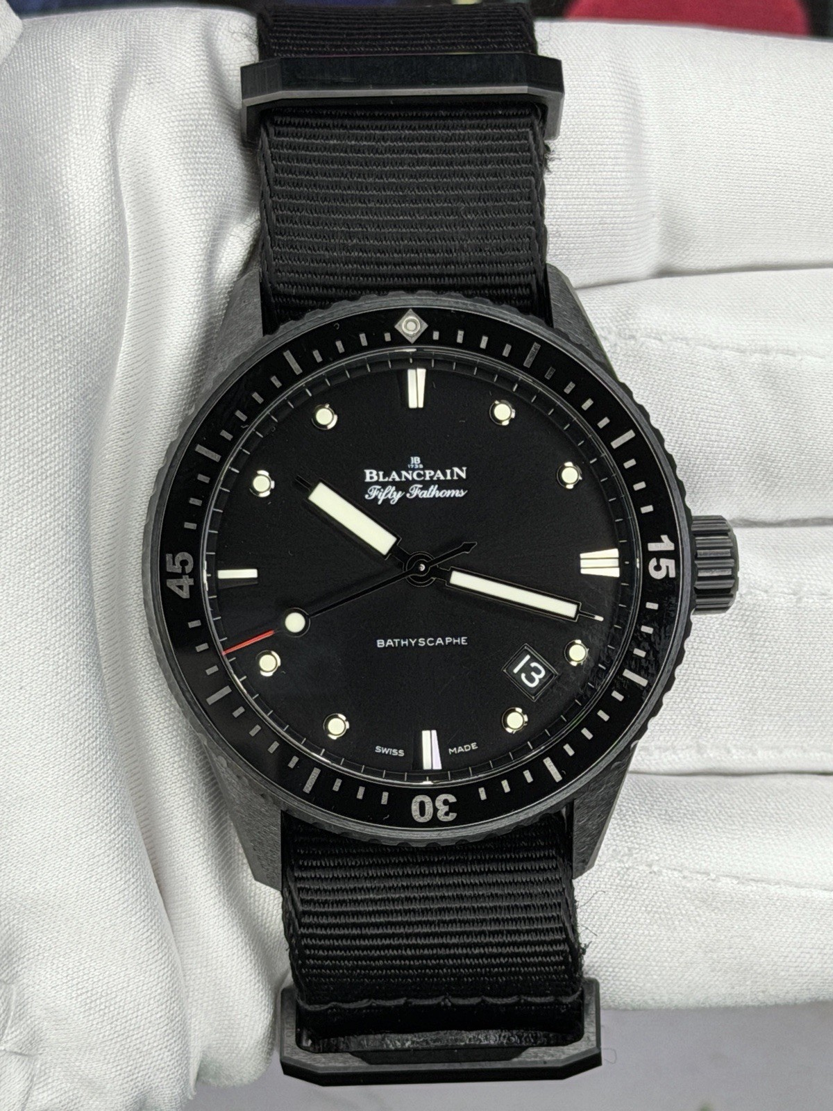 Blancpain 5000‑0130‑NABA 5000 Bathyscaphe Ceramic Black Sunburst Liquid Metal