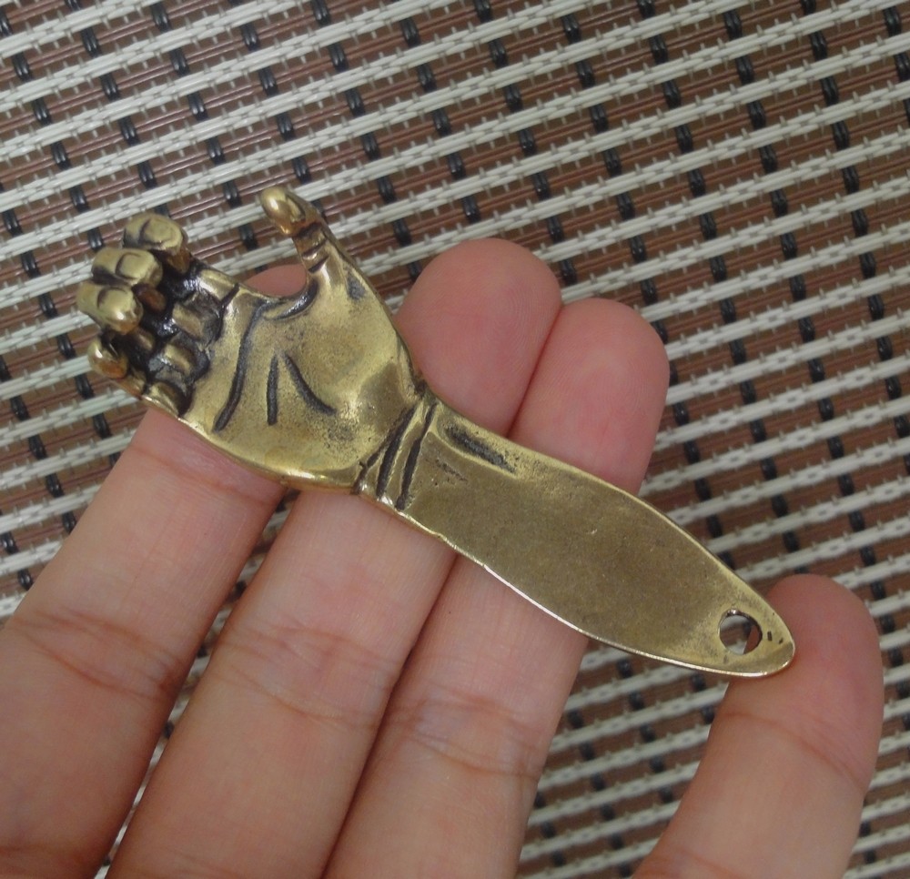 Vintage Style Pure Brass Lucky Right Hand Statue Pendant Bags Charms