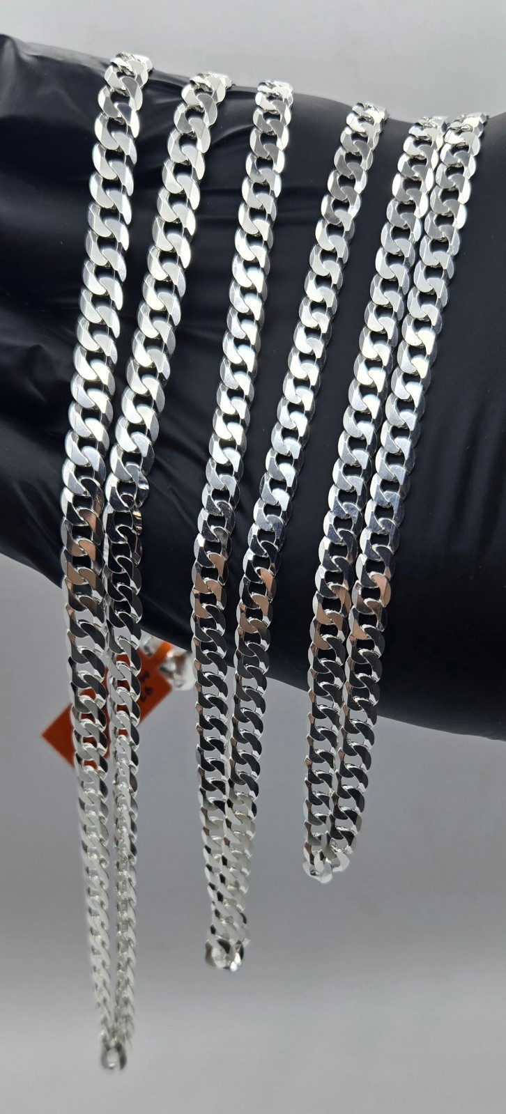 NEW CUBAN CURB Chain Necklaces, 925 Sterling Silver, Italy Handmade, 6mm-7mm
