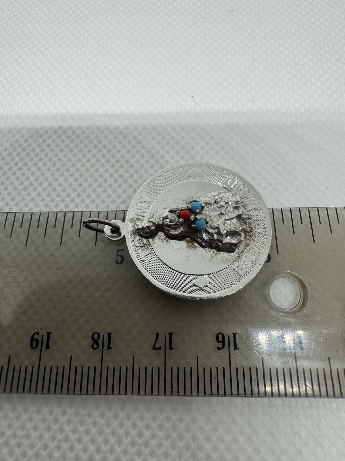925 Sterling Silver Vintage Multi-Color Gem To My Bridesmaid Pendant 4.5g C6