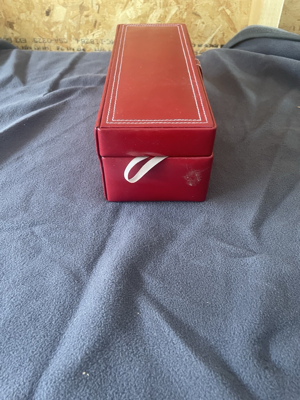 Red Faux Leather Jewelry Box 11″ 3 Piece Fabric Lined Travel Multi Compartment