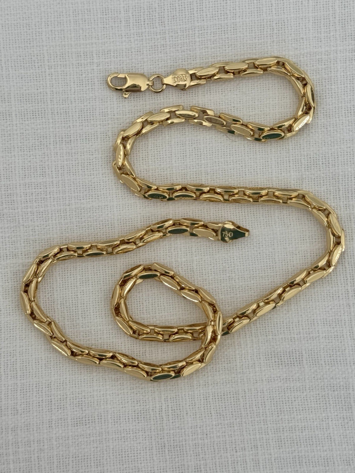19 1/2 Inch Necklace Yellow Gold Chain Link Marked Italy 750 (please Read Descr)