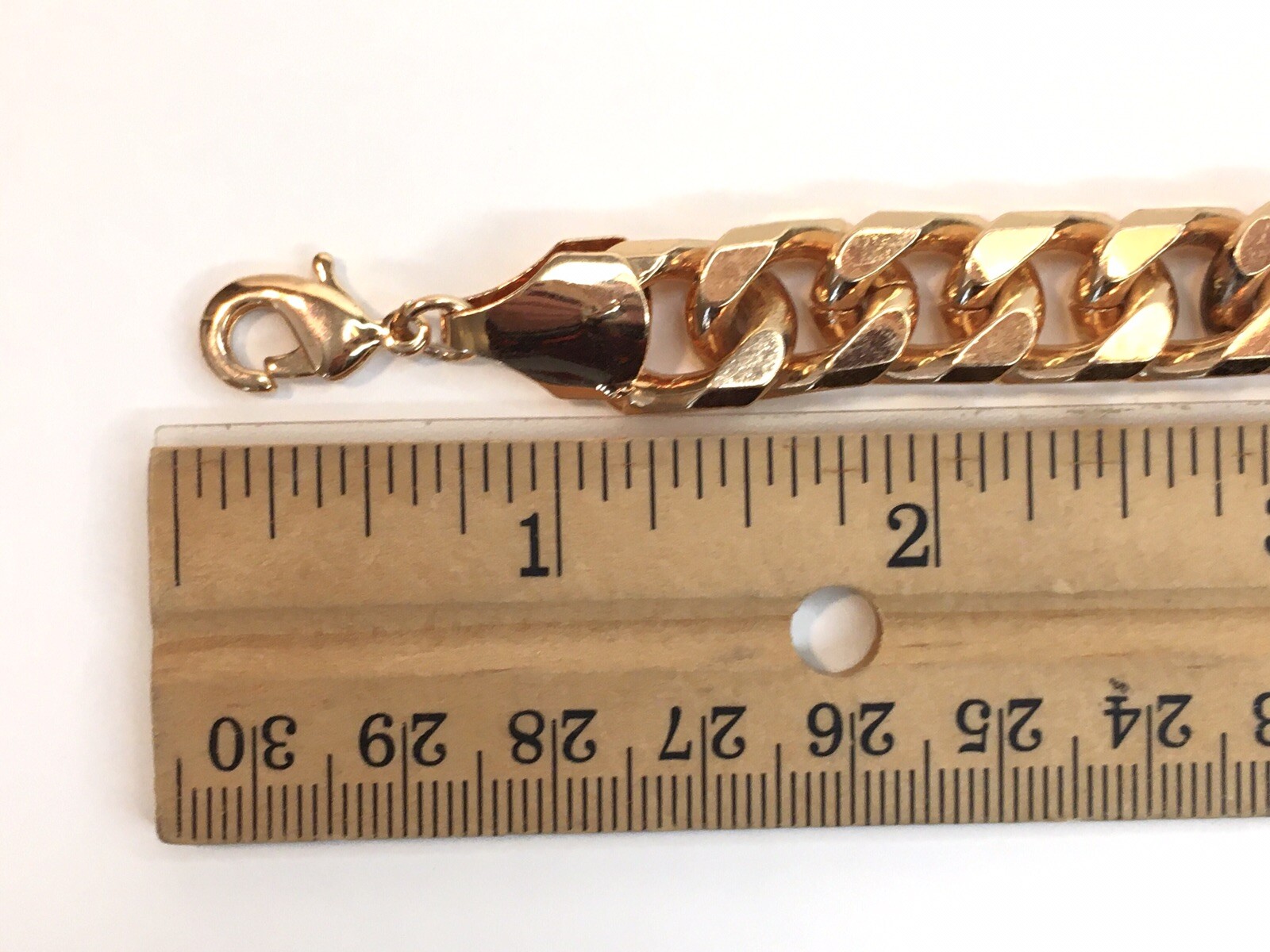 Gold Tone Chunky Curb Link Bracelet Signed But Can’t Identify 8″ + 2″ Extender