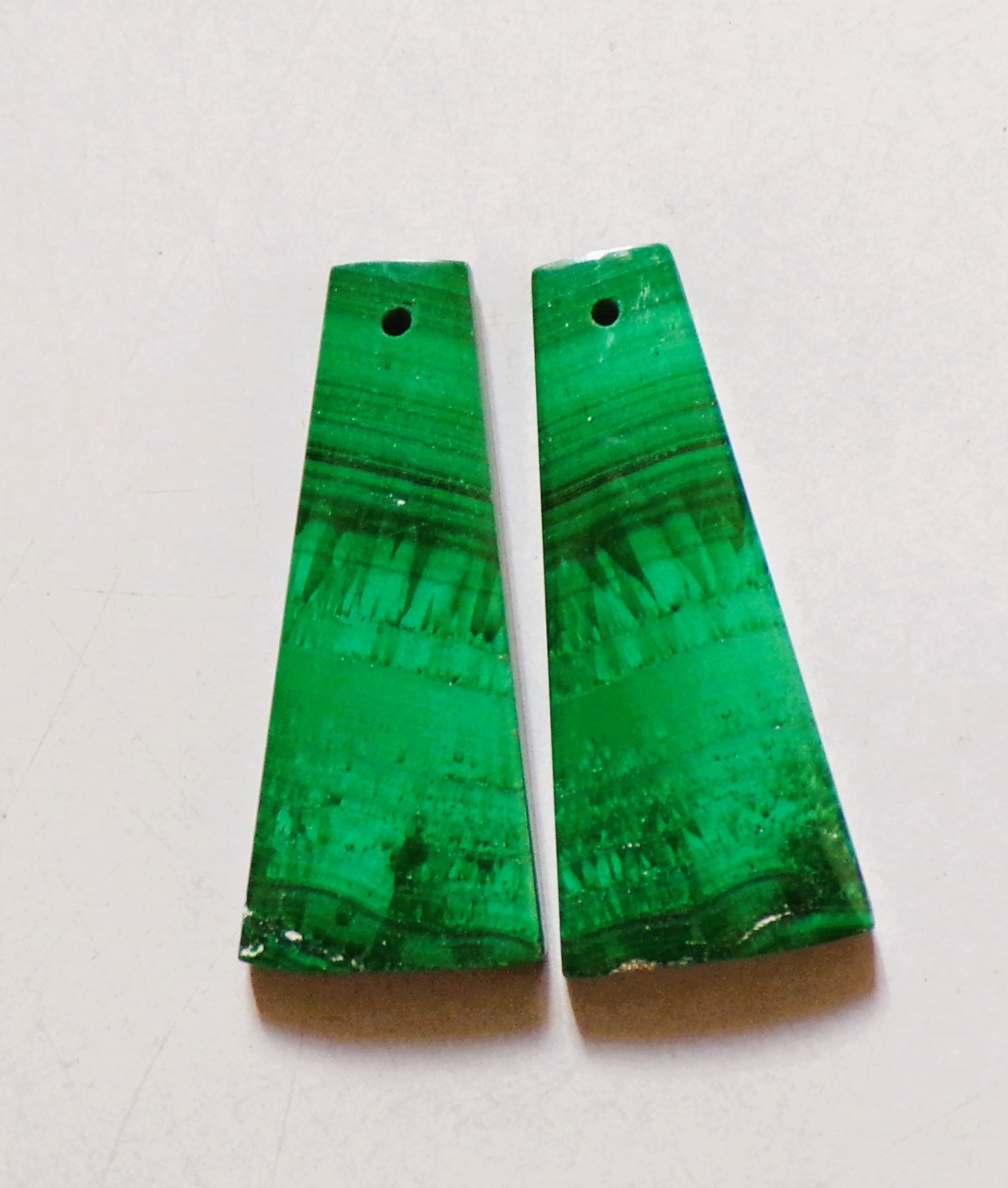 49.45 Cts Natural Malachite Drilled Cabochon Match Pair Gemstone 33.4X14.2MM 24