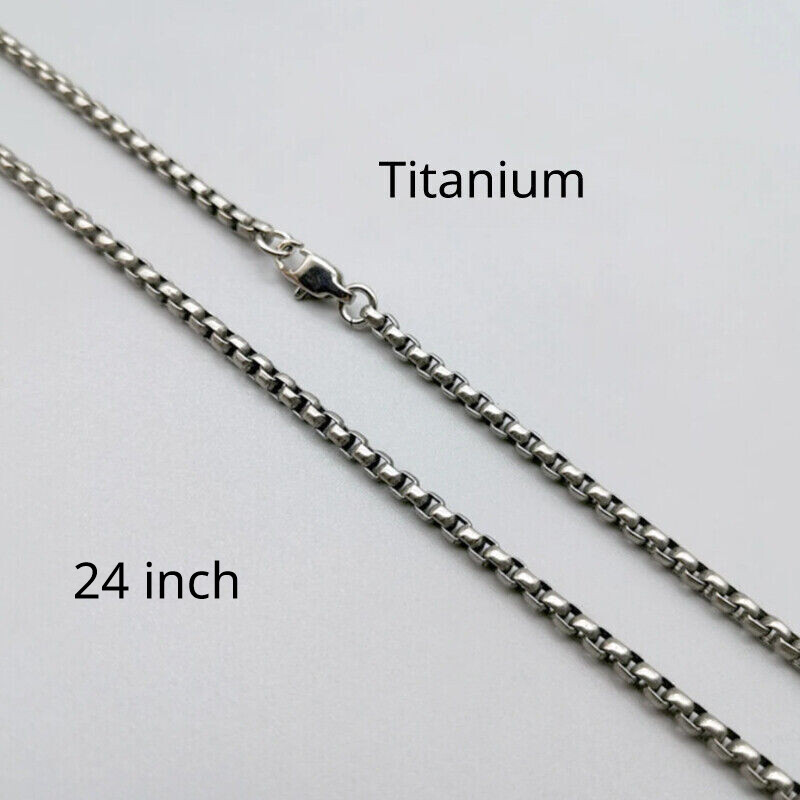 New Pure Titanium Box Chain Necklace 3mm Unisex NO Allergic Skin Care Health 24″