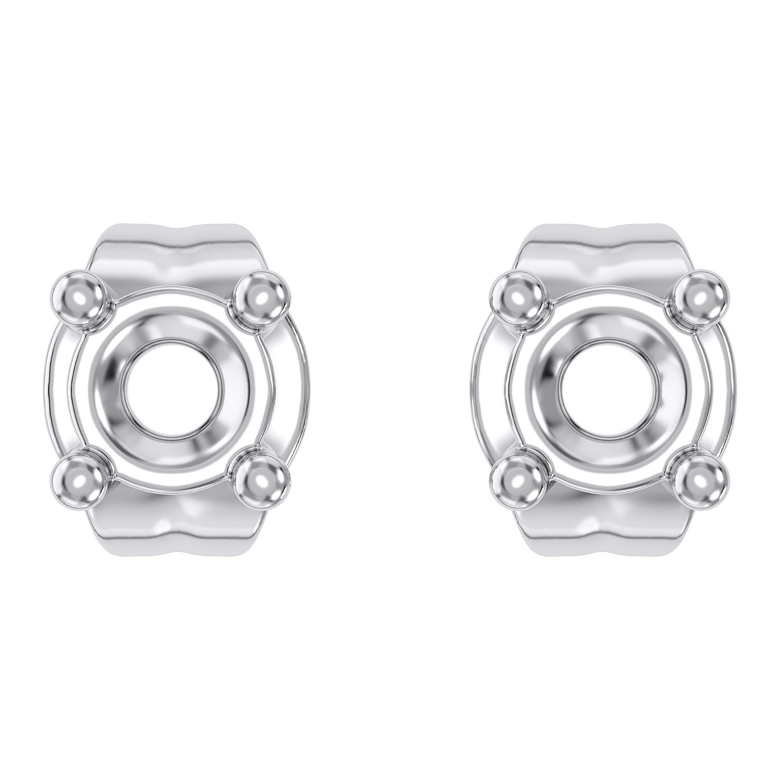 Semi Mount Earring Setting Round 2mm To 3mm Sterling Silver & Gold Single & Pair