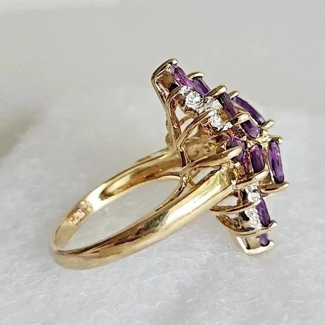Lab Created Amethyst 2.50Ct Marquise Cut Wedding Ring 14K Yellow Gold Plated