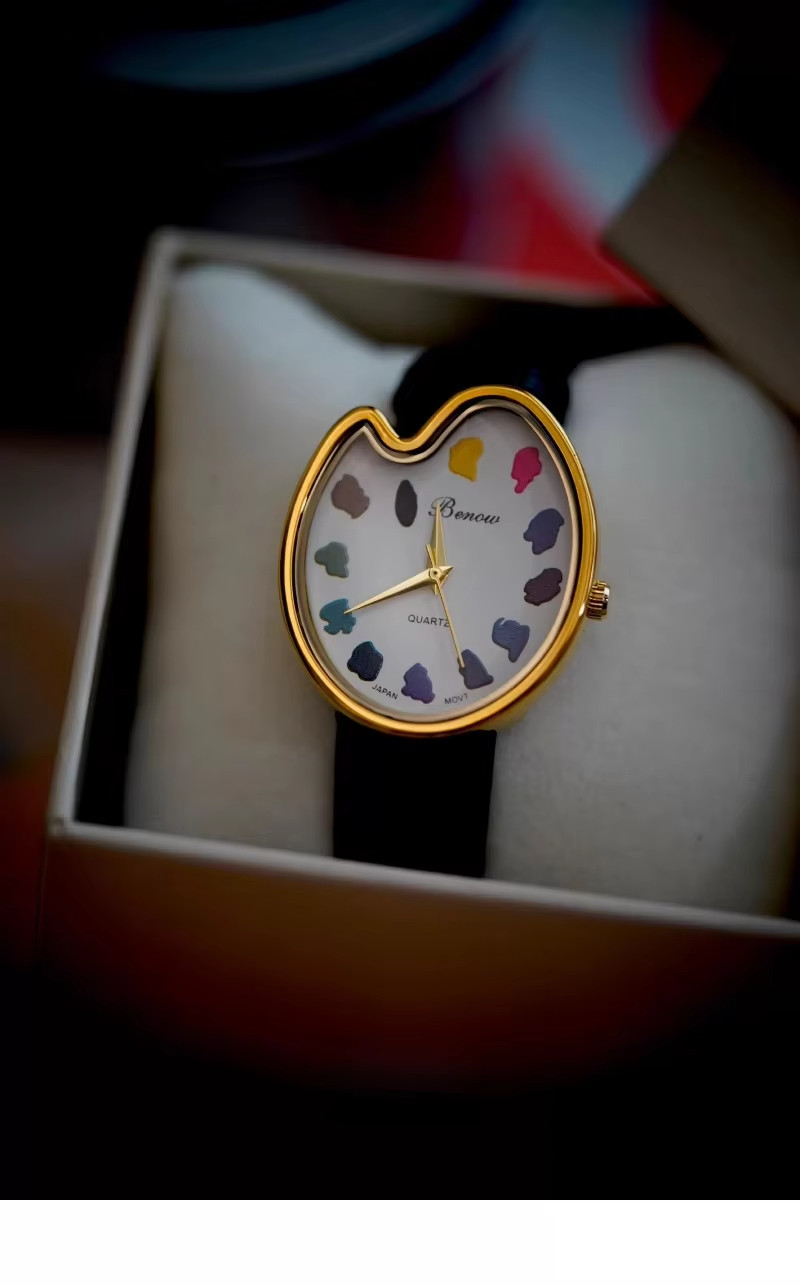 Y2K Paint Board Art Women Watch Student Vintage Retro Quartz Wristwatch Gift