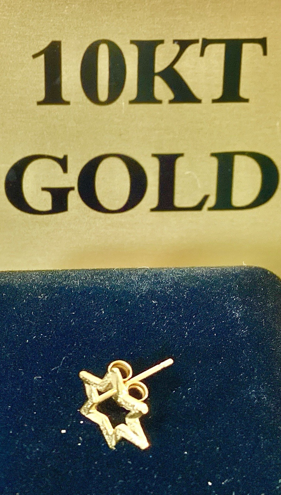 NWOT 10 KT Stamped Single Diamond Cut Star Stud For Pierced Ear Unisex