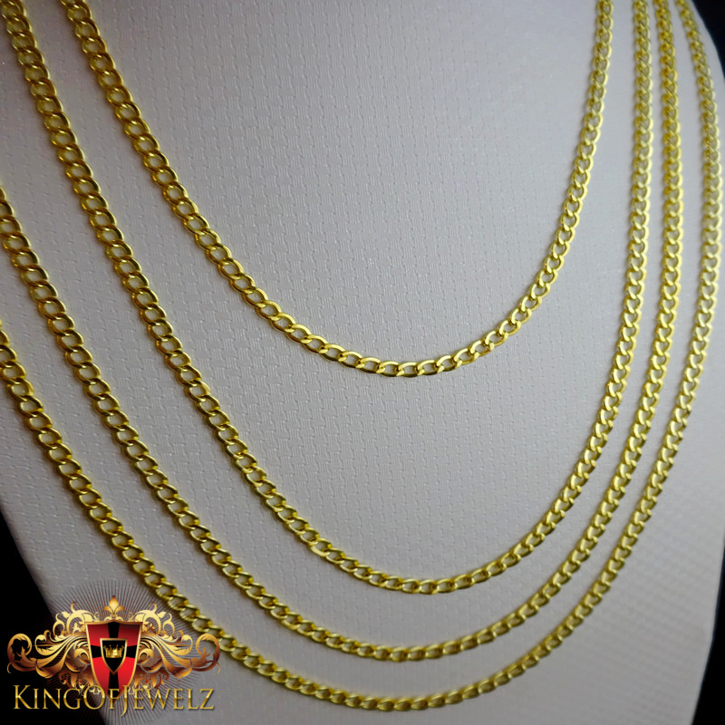 MEN LADIES 10K YELLOW GOLD MIAMI CUBAN CURB LINK CHAIN NECKLACE 3 MM 16~24 INCH