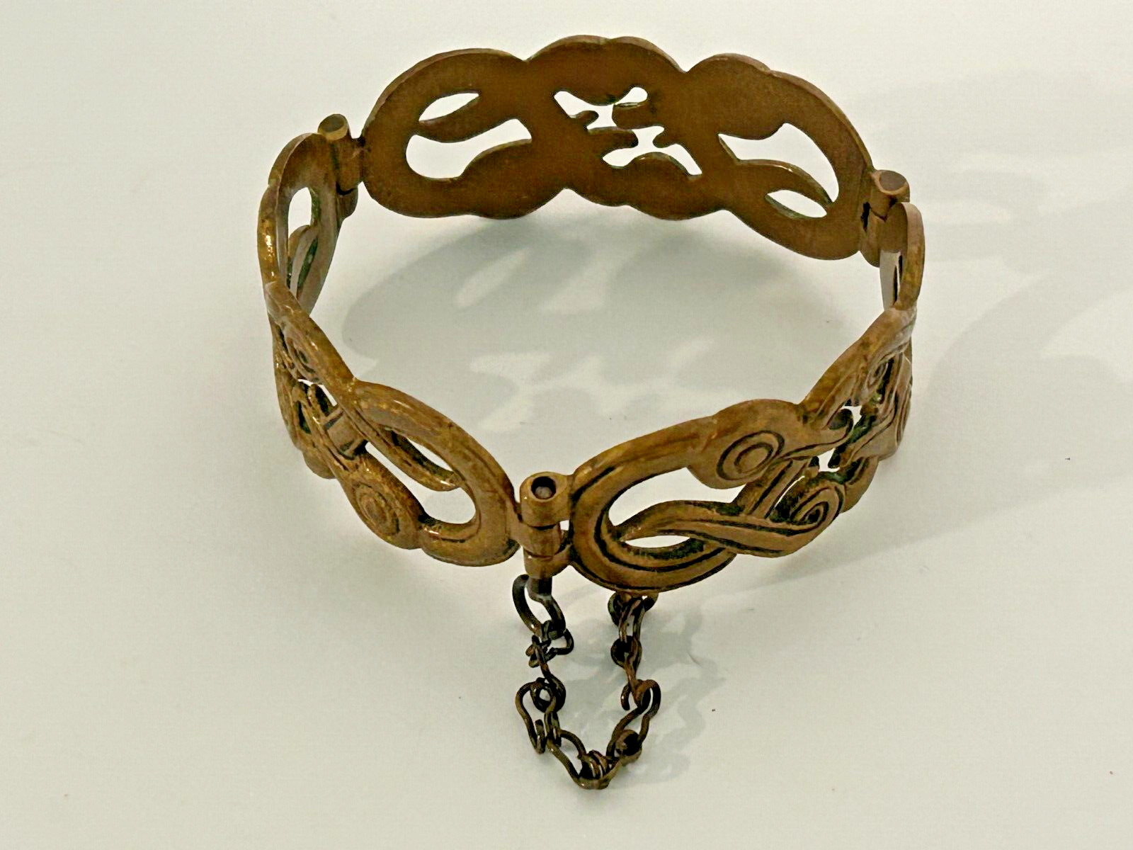 1970s Bronze Hinged Bangle Bracelet from Finland Repro of Mythological Iku-Turso
