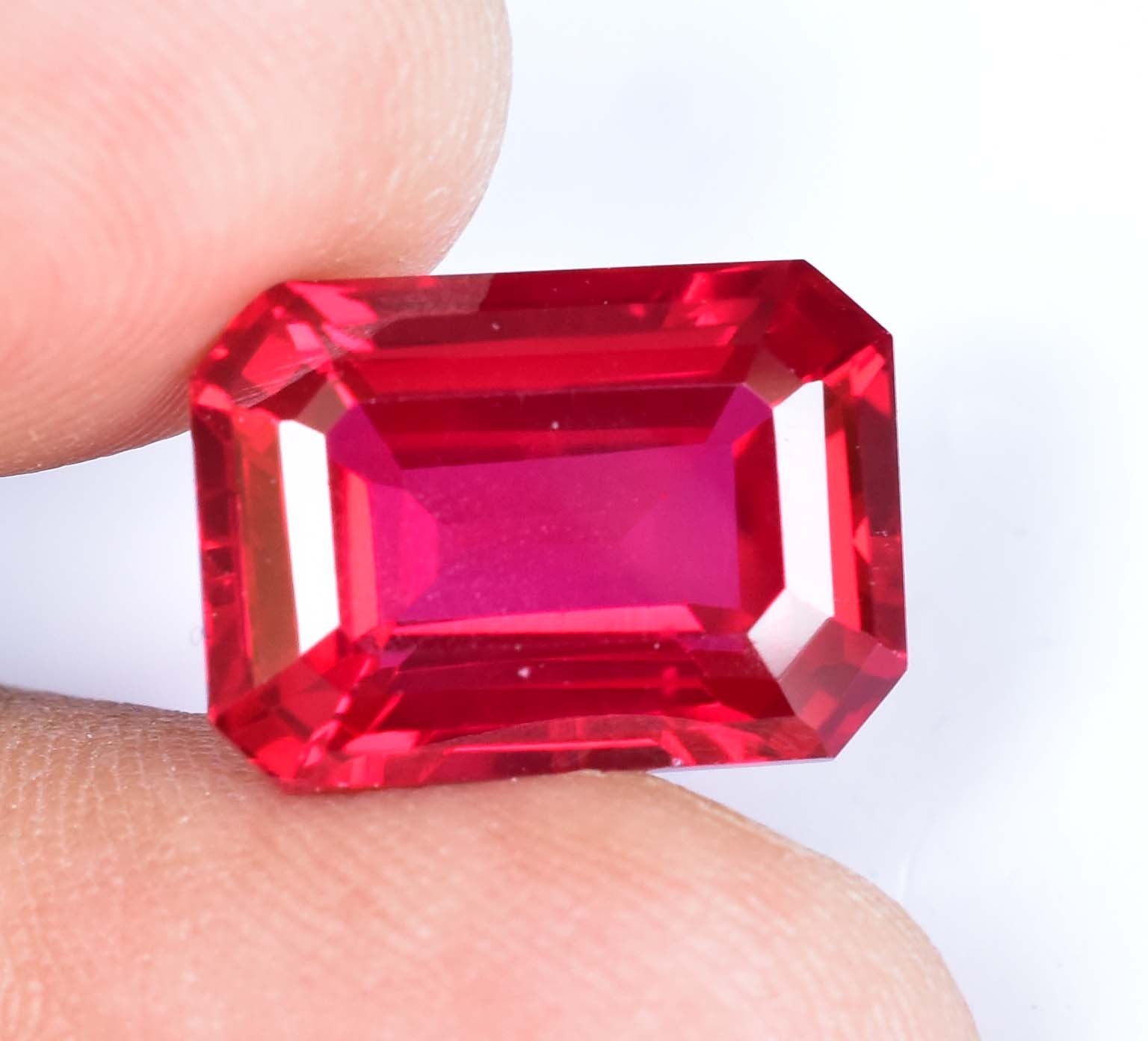11.60Ct Natural Myanmar Red Spinel Certified Emerald Cut Flawless Loose Gemstone