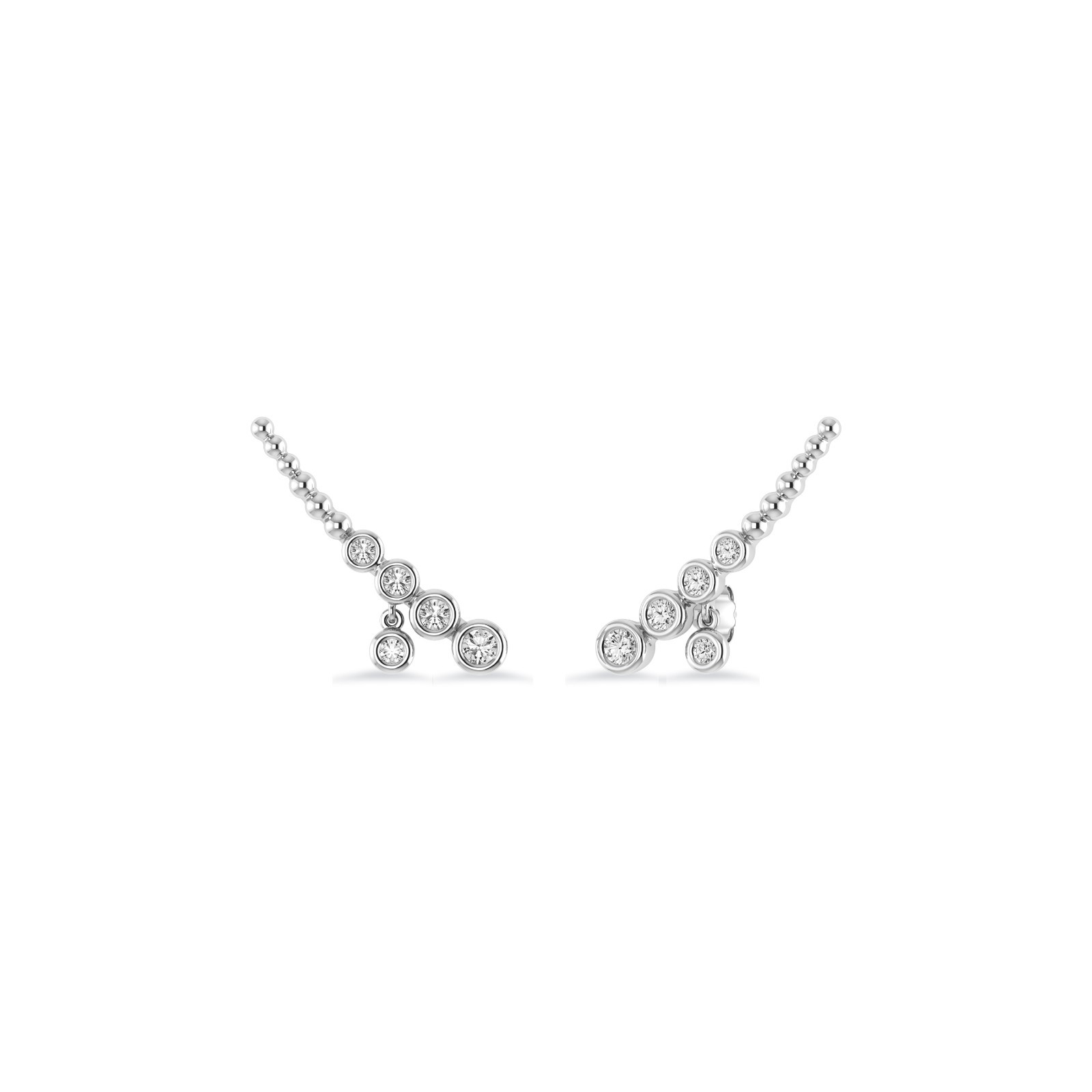 Diamond Curved Earrings 0.15 Ct Natural Diamond Studs Ear Climber Earrings Gold